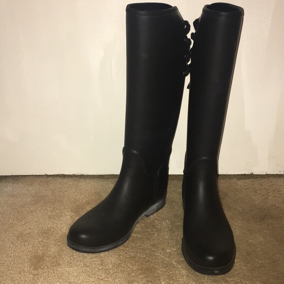 coach lace up rain boots